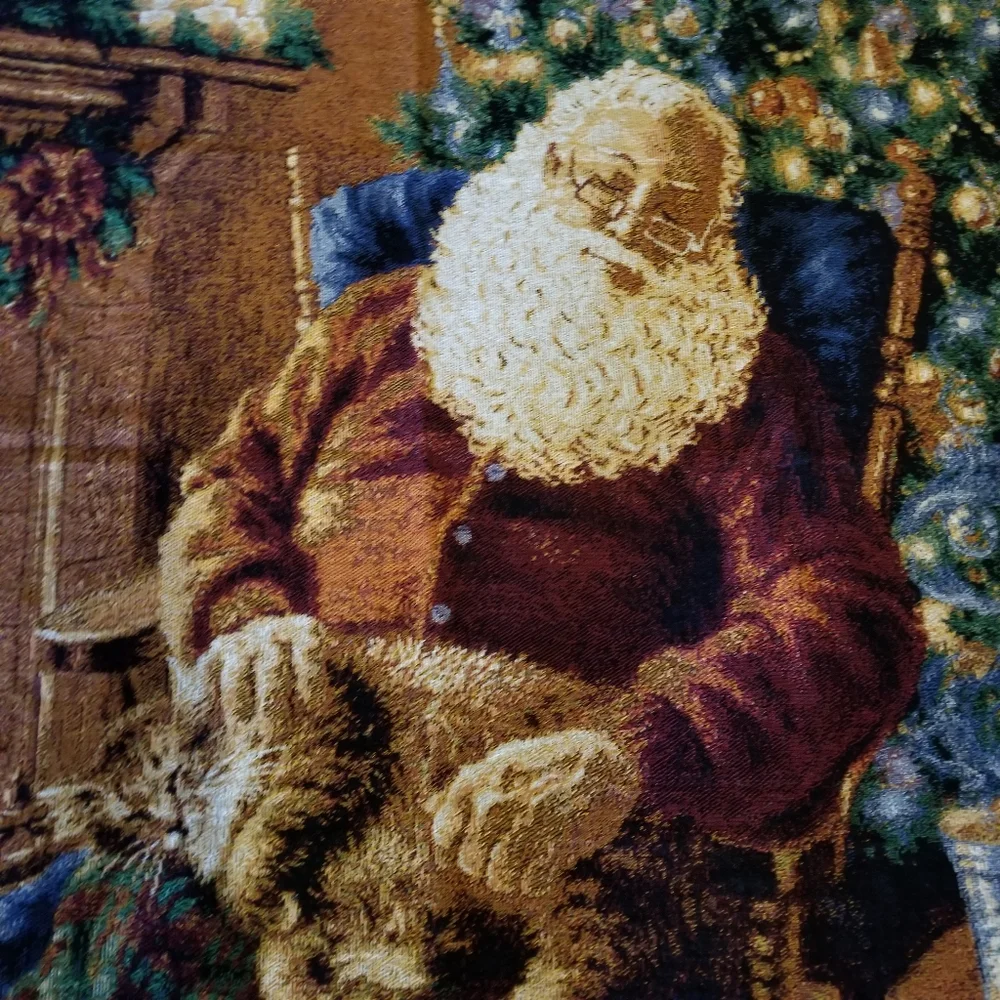 Dona Gelsinger “A Long Winters Nap” Tapestry Throw Blanket Santa Cat 50